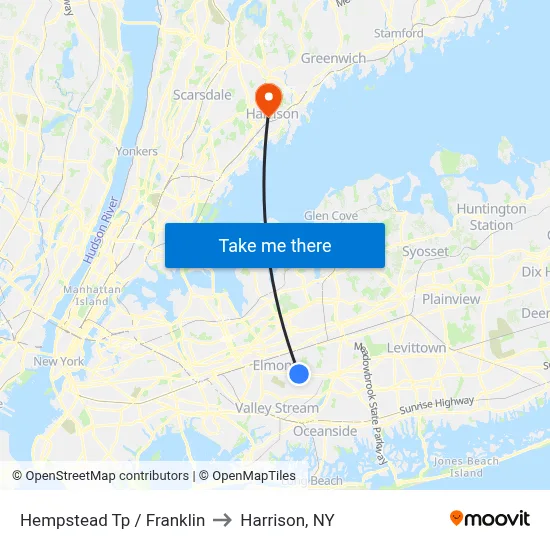 Hempstead Tp / Franklin to Harrison, NY map