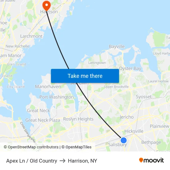 Apex Ln / Old Country to Harrison, NY map