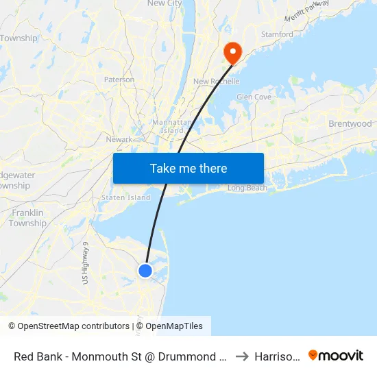 Red Bank - Monmouth St @ Drummond Pl (Southbound) to Harrison, NY map