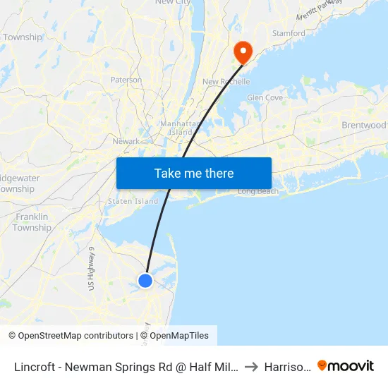 Lincroft - Newman Springs Rd @ Half Mile Rd (Northbound) to Harrison, NY map
