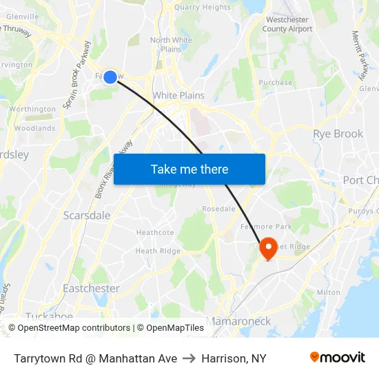 Tarrytown Rd @ Manhattan Ave to Harrison, NY map