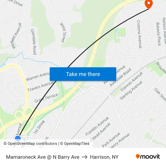Mamaroneck Ave @ N Barry Ave to Harrison, NY map