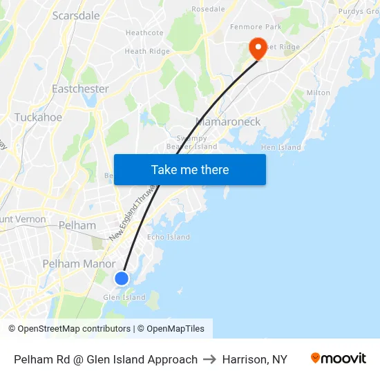 Pelham Rd @ Glen Island Approach to Harrison, NY map
