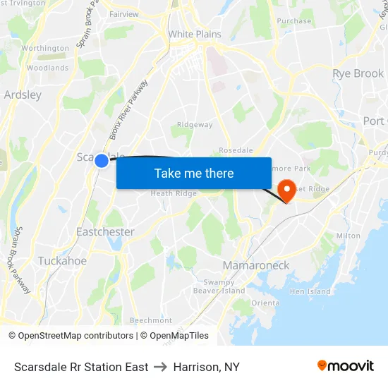 Scarsdale Rr Station East to Harrison, NY map
