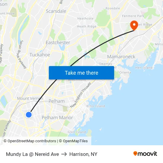 Mundy La @ Nereid Ave to Harrison, NY map
