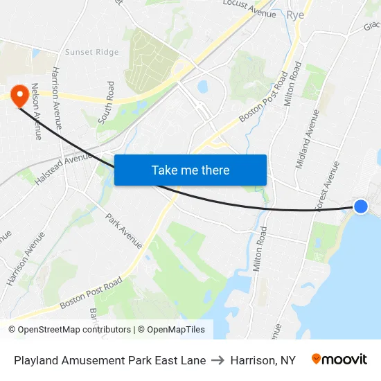 Playland Amusement Park East Lane to Harrison, NY map