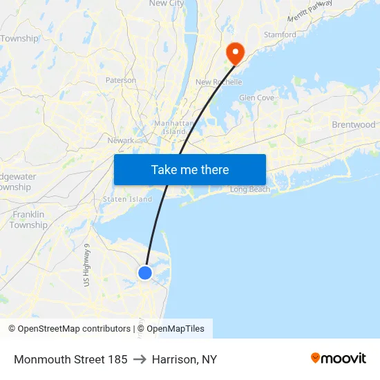 Monmouth Street 185 to Harrison, NY map