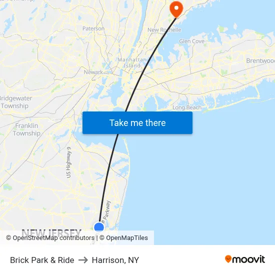 Brick Park & Ride to Harrison, NY map