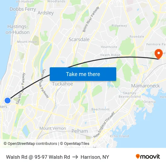 Walsh Rd @ 95-97 Walsh Rd to Harrison, NY map