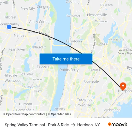 Spring Valley Terminal - Park & Ride to Harrison, NY map
