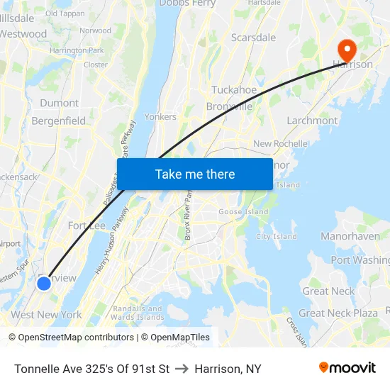 Tonnelle Ave 325's Of 91st St to Harrison, NY map
