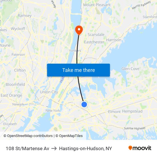 108 St/Martense Av to Hastings-on-Hudson, NY map