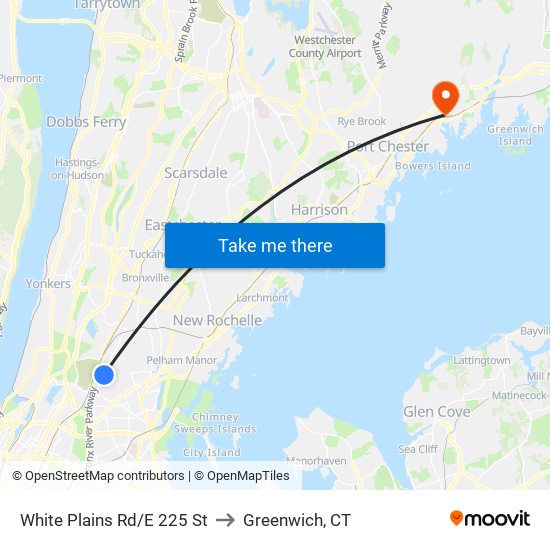 White Plains Rd/E 225 St to Greenwich, CT map