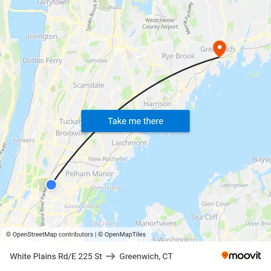 White Plains Rd/E 225 St to Greenwich, CT map