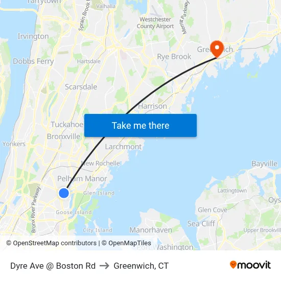 Dyre Ave @ Boston Rd to Greenwich, CT map
