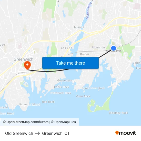 Old Greenwich to Greenwich, CT map