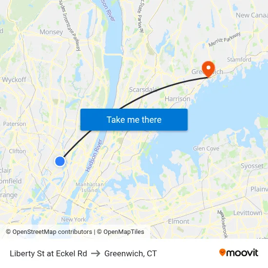Liberty St at Eckel Rd to Greenwich, CT map