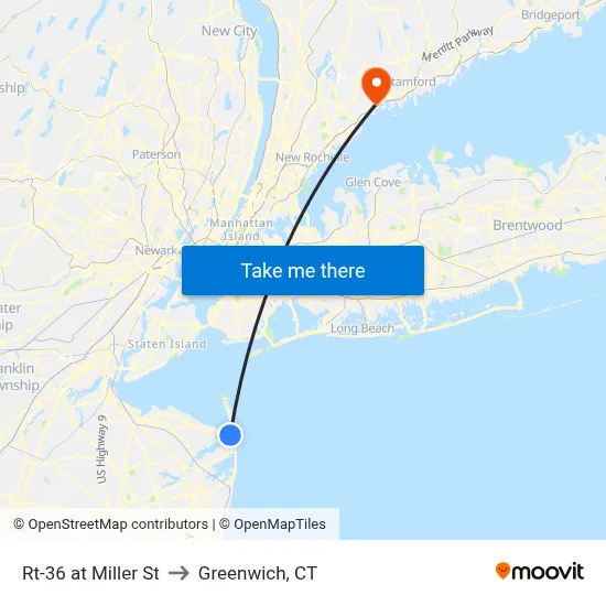 Rt-36 at Miller St to Greenwich, CT map