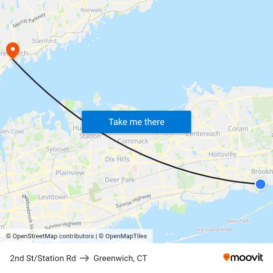 2nd St/Station Rd to Greenwich, CT map