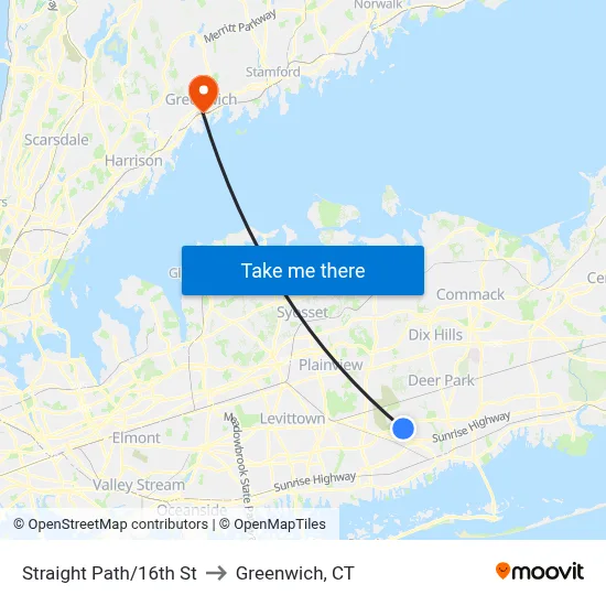 Straight Path/16th St to Greenwich, CT map