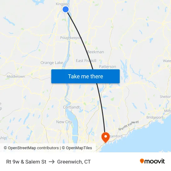 Rt 9w & Salem St to Greenwich, CT map