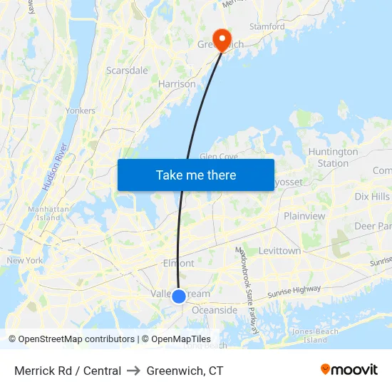 Merrick Rd / Central to Greenwich, CT map