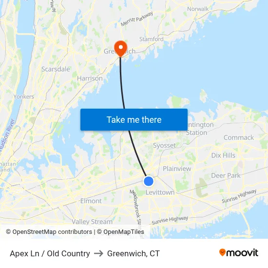 Apex Ln / Old Country to Greenwich, CT map