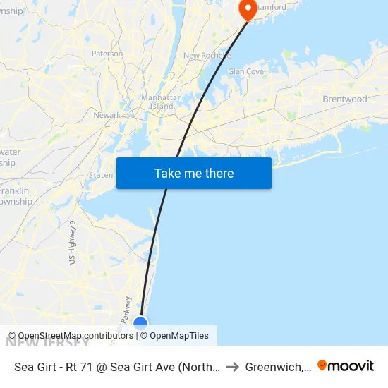 Sea Girt - Rt 71 @ Sea Girt Ave (Northbound) to Greenwich, CT map