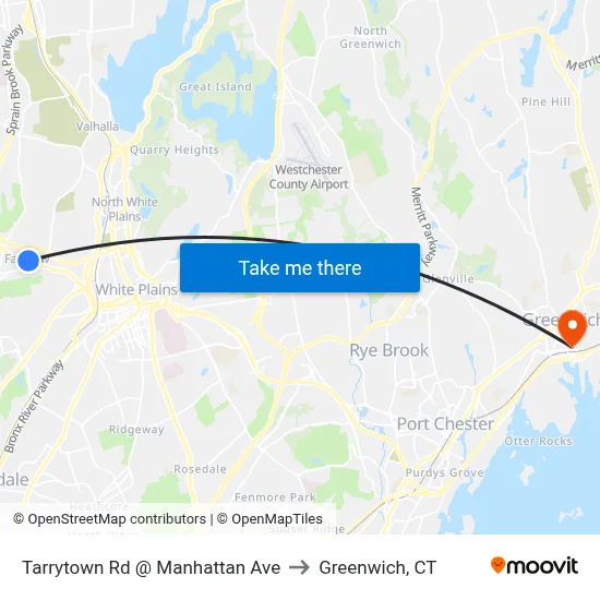 Tarrytown Rd @ Manhattan Ave to Greenwich, CT map