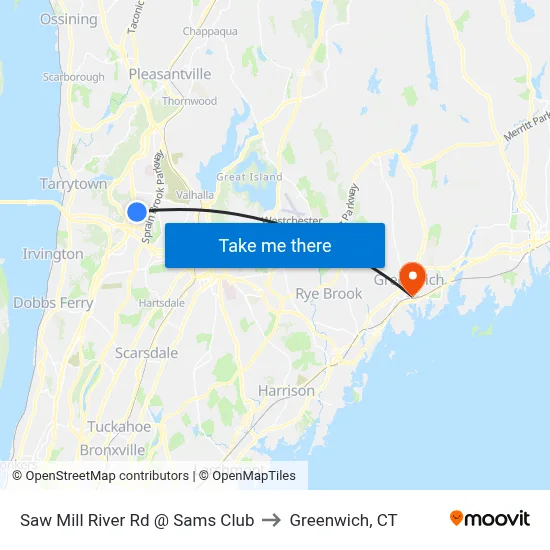 Saw Mill River Rd @ Sams Club to Greenwich, CT map