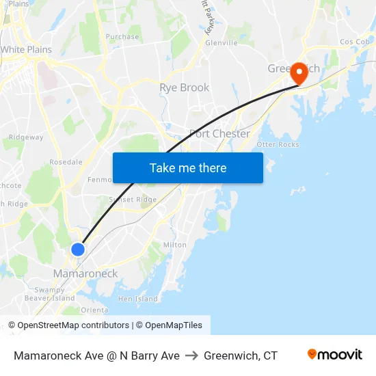 Mamaroneck Ave @ N Barry Ave to Greenwich, CT map