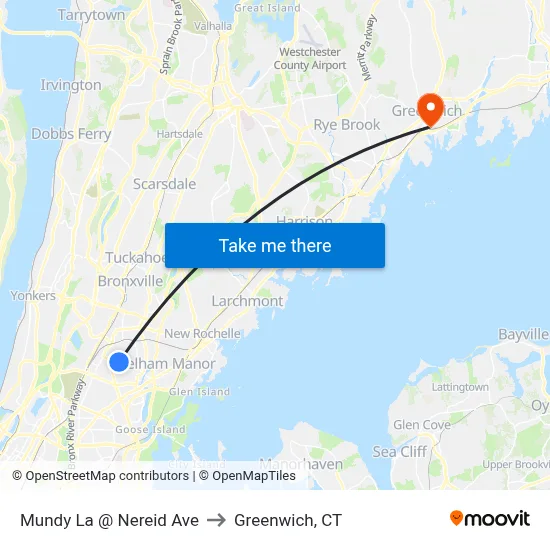 Mundy La @ Nereid Ave to Greenwich, CT map