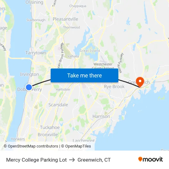 Mercy College Parking Lot to Greenwich, CT map