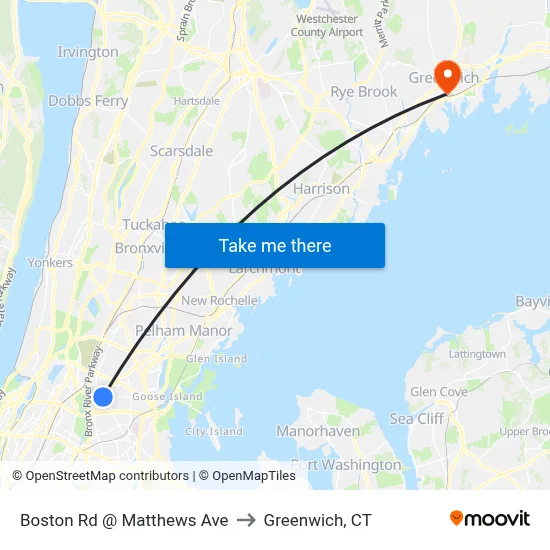 Boston Rd @ Matthews Ave to Greenwich, CT map