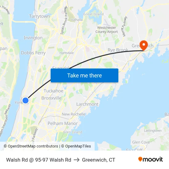 Walsh Rd @ 95-97 Walsh Rd to Greenwich, CT map