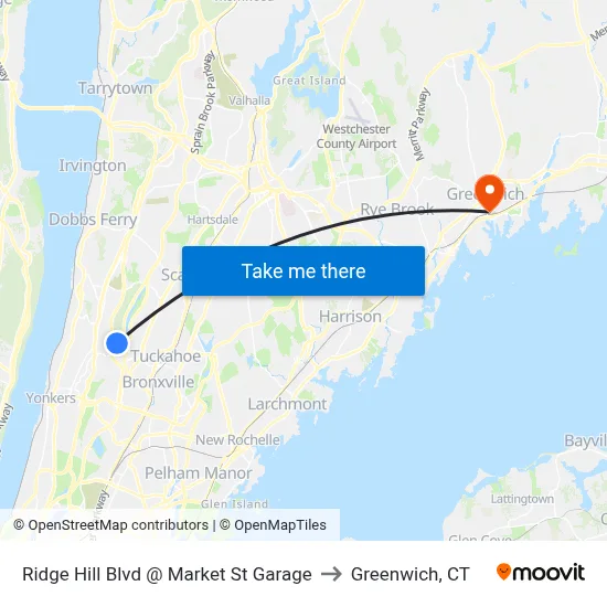 Ridge Hill Blvd @ Market St Garage to Greenwich, CT map