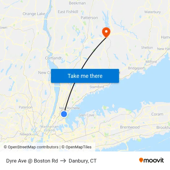 Dyre Ave @ Boston Rd to Danbury, CT map
