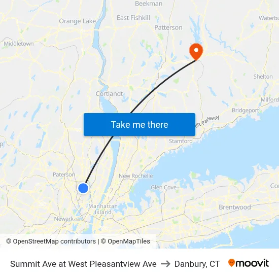 Summit Ave at West Pleasantview Ave to Danbury, CT map