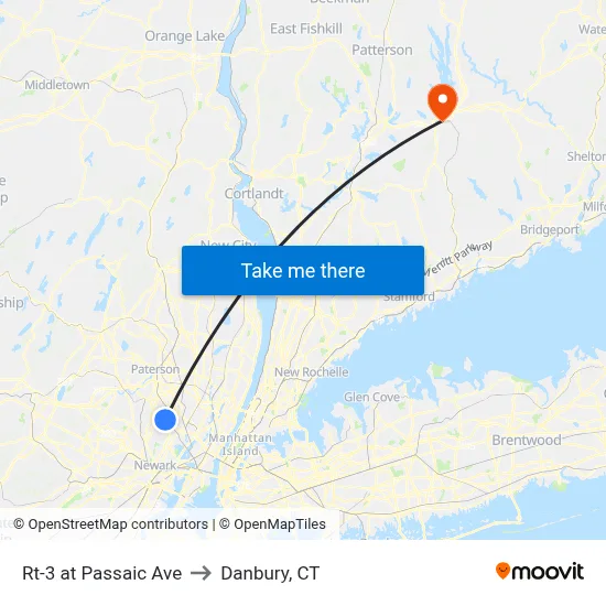 Rt-3 at Passaic Ave to Danbury, CT map