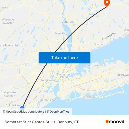 Somerset St at George St to Danbury, CT map