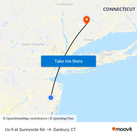 Us-9 at Sunnyside Rd to Danbury, CT map