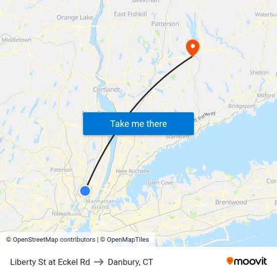 Liberty St at Eckel Rd to Danbury, CT map