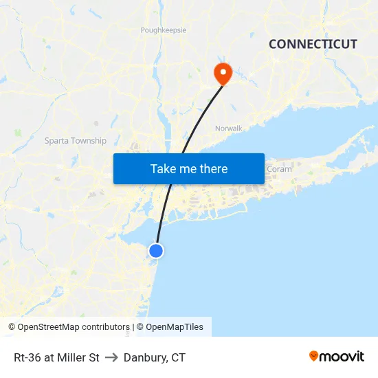 Rt-36 at Miller St to Danbury, CT map