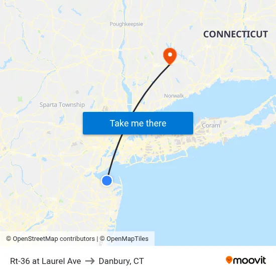 Rt-36 at Laurel Ave to Danbury, CT map