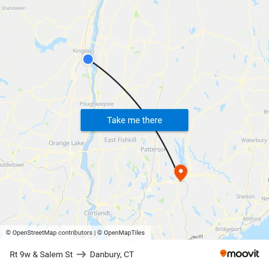 Rt 9w & Salem St to Danbury, CT map