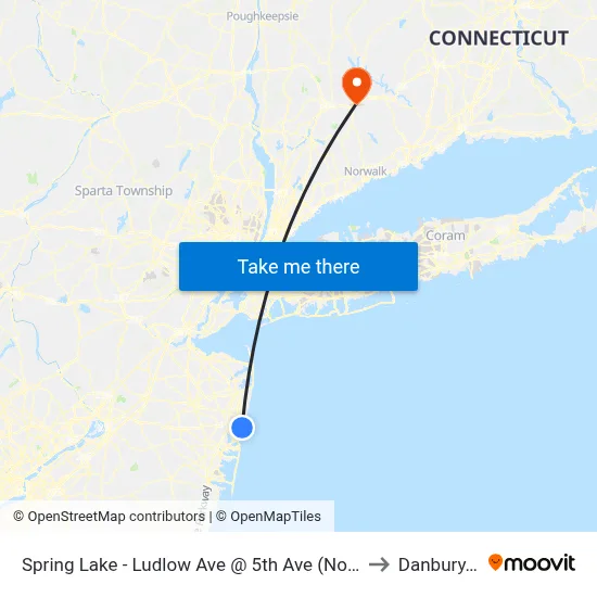 Spring Lake - Ludlow Ave @ 5th Ave (Northbound) to Danbury, CT map
