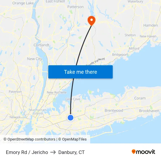 Emory Rd / Jericho to Danbury, CT map