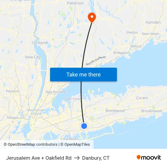 Jerusalem Ave + Oakfield Rd to Danbury, CT map