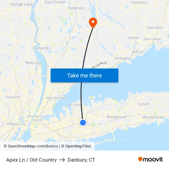 Apex Ln / Old Country to Danbury, CT map