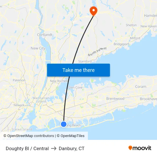 Doughty Bl / Central to Danbury, CT map